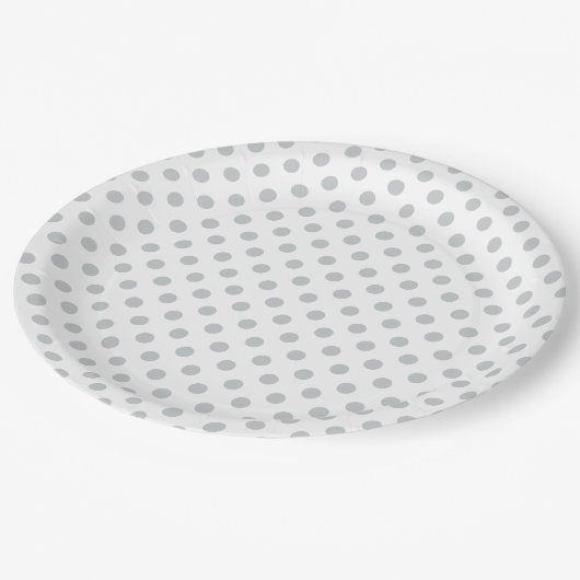 どの色のかちりと言う音でもカスタマイズ灰色の水玉模様を変えて下さい ペーパープレート (アングル)