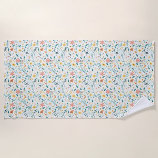 どの花も土の中から生える ビーチタオル (正面)