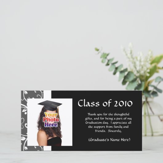 どのYear~のつる植物の卒業でもあなたまたは発表を感謝していしています サンキューカード (スタンド正面)