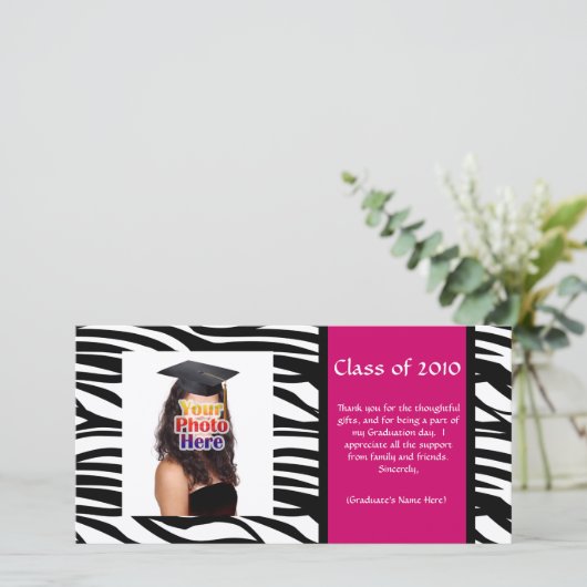 どのYear~のシマウマの卒業でもあなたまたは発表を感謝していしています サンキューカード (スタンド正面)