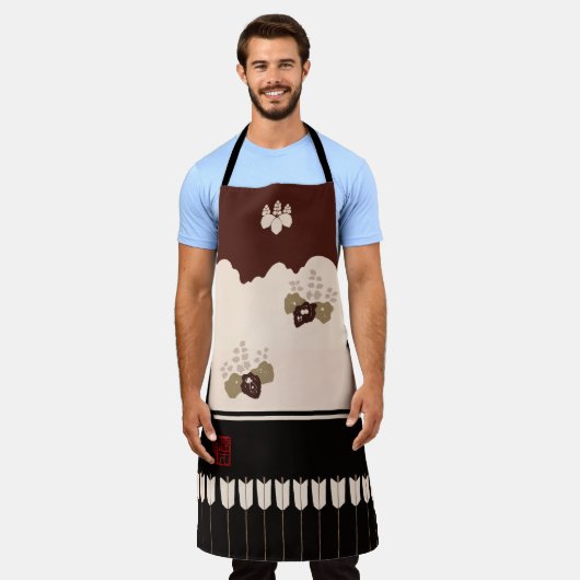 どぶく染分世流錦寺切流馬門辻画派 エプロン (着用した状態)