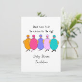 どれが先だった？ニワトリと卵のベイビーシャワー 招待状 (スタンド正面)