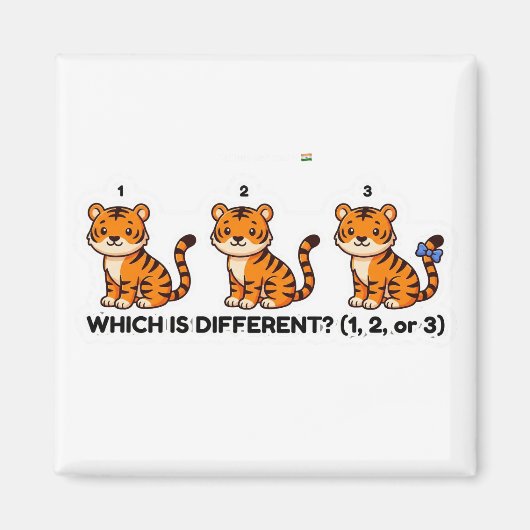 どれが違う？かわいいトラの動物ワールドゲーム マグネット (正面)