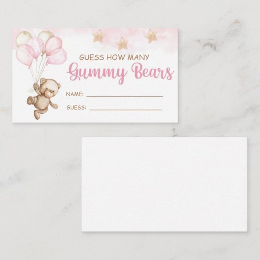 どれくらいの量のグミベアがピンクのテディベアのチケットを持っているか推測する エンクロージャーカード (正面/裏面)