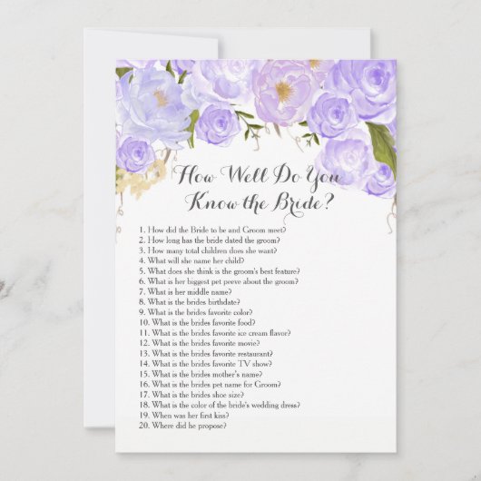 どれだけうまく花嫁を知っているか紫色か。 招待状 (正面)
