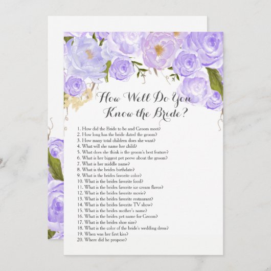 どれだけうまく花嫁を知っているか紫色か。 招待状 (正面/裏面)