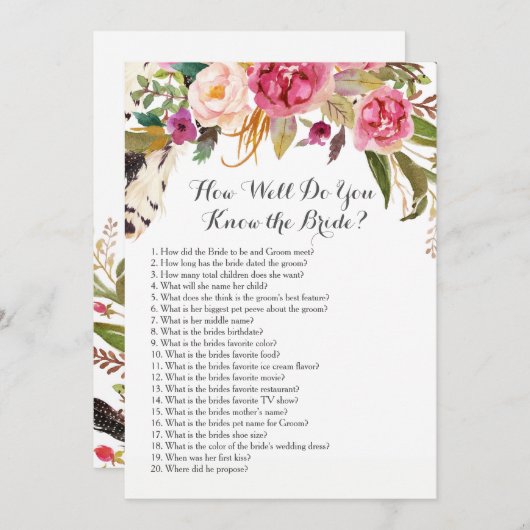 どれだけうまく花嫁を知っているかBohoか。 招待状 (正面/裏面)