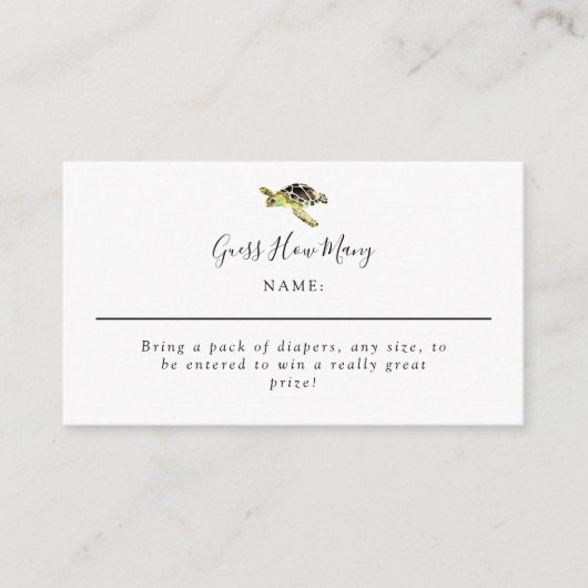 どれだけの水色のウミガメの赤ちゃんシャワーを推測 エンクロージャーカード (正面)