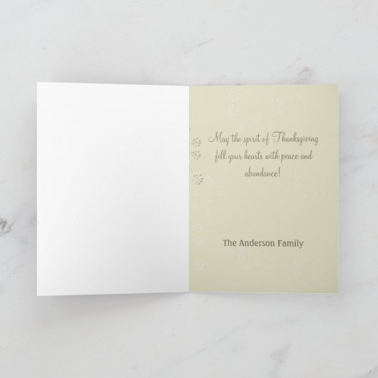 どんぐりつきカスタマイズ可能な感謝祭カード シーズンカード (内部)