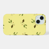 どんぐりとオークの葉の模様のスマホケース iPhone 15ケース (裏面横)