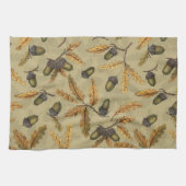 どんぐりとオーク離れのベージュ色 キッチンタオル (横)