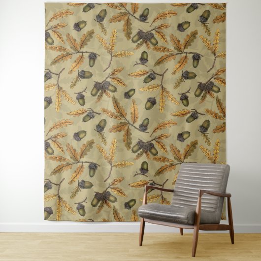 どんぐりとオーク離れのベージュ色 タペストリー (インサイチュ)