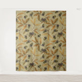 どんぐりとオーク離れのベージュ色 タペストリー (正面)