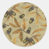 どんぐりとオーク離れのベージュ色 ラウンドシール (正面)