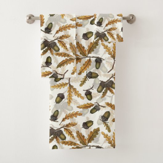 どんぐりとオーク離れの白い上に バスタオルセット (インサイチュ)