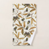 どんぐりとオーク離れの白い上に バスタオルセット (ハンドタオル)