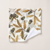 どんぐりとオーク離れの白い上に バスタオルセット (ウォッシュタオル)