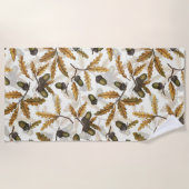 どんぐりとオーク離れの白い上に ビーチタオル (正面)