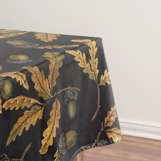 どんぐりとオーク離れ材の黒 テーブルクロス (インサイチュ)