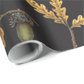 どんぐりとオーク離れ材の黒 ラッピングペーパー (ロールコーナー)