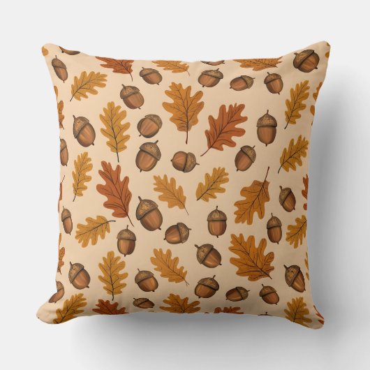 どんぐりとオーク離れ材 | ウッドランドオータム装飾用クッション クッション (正面)