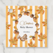 どんぐりとリスの秋プレイドベイビーシャワー フェイバータグ (正面)