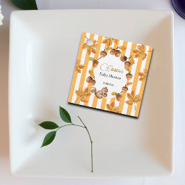 どんぐりとリスの秋プレイドベイビーシャワー フェイバータグ