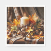 どんぐりとリボンの入った秋のキャンドル スタンダードランチョンナプキン (正面)