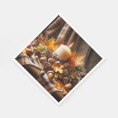 どんぐりとリボンの入った秋のキャンドル スタンダードランチョンナプキン (角)