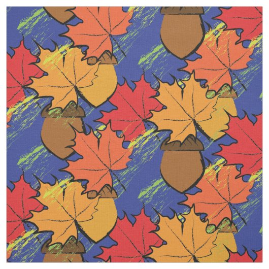 どんぐりと葉I ファブリック (見本)