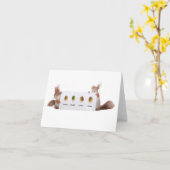 どんぐりのリス カード (黄色い花)