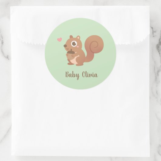 . .どんぐりの子どもの名前を持つかわいい小リス ラウンドシール (バッグ)