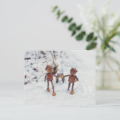 どんぐりの小人はそり冬のはがきに乗る ポストカード (スタンド正面)