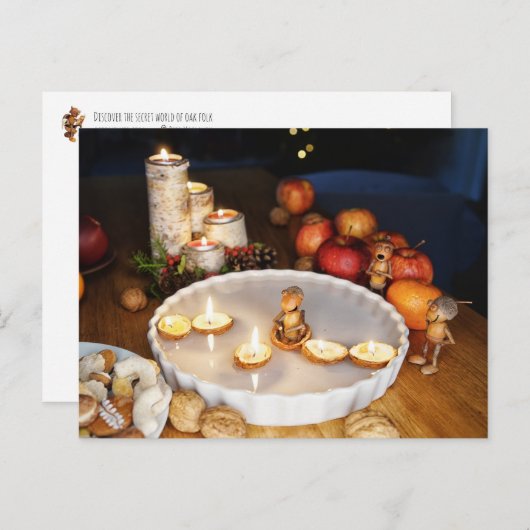 どんぐりの小妖精や小人はクリスマスの伝統を守る ポストカード (正面/裏面)