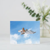 どんぐりの小妖精や小人は紙ツバメに飛ぶ ポストカード (スタンド正面)