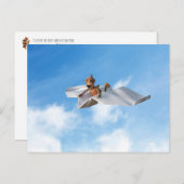 どんぐりの小妖精や小人は紙ツバメに飛ぶ ポストカード (正面/裏面)