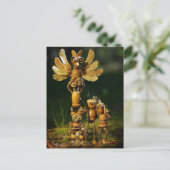 どんぐりの小妖精や小人遊はインディアン。サマーキャンプ ポストカード (スタンド正面)