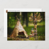 どんぐりの小妖精や小人遊はインディアン。サマーキャンプ ポストカード (正面/裏面)