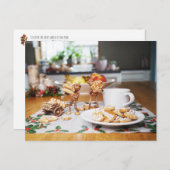 どんぐりの小妖精や小人食べとクリスマスのジンジャーパンを盗む ポストカード (正面/裏面)