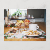 どんぐりの小妖精や小人食べとクリスマスのジンジャーパンを盗む ポストカード (正面)