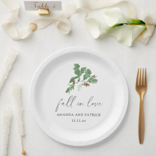 どんぐりの枝の結婚式パーティー ペーパープレート