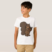 どんぐりを持ったリス かわいい森の動物 Tシャツ (正面フル)