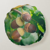 どんぐりを持つオークの枝 ラウンドクッション (裏面)