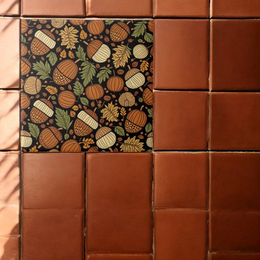 どんぐり模様の収穫日陶磁器タイル タイル