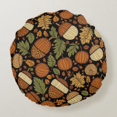 どんぐり模様ハーベストデイラウンドピロー ラウンドクッション (裏面)