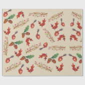 どんぐり、紅葉、秋包装紙 ラッピングペーパー (フラット)