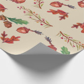 どんぐり、紅葉、秋包装紙 ラッピングペーパー (角)