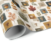 どんぐり、葉、キノコのあったかい秋のデザイン ラッピングペーパー (ロールコーナー)