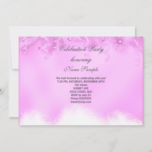 どんなイベントでも使えるピンクのマルガリータ ハイヒール パーティー 招待状 (裏面)