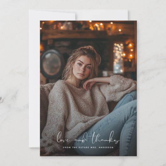 どんなイベントでも使える ラブ&サンクス 2 フォト ブライダル シャワー サンキューカード (正面)